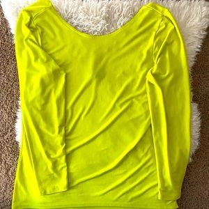 Bisou Neon Scoop-back Long Sleeve Blouse